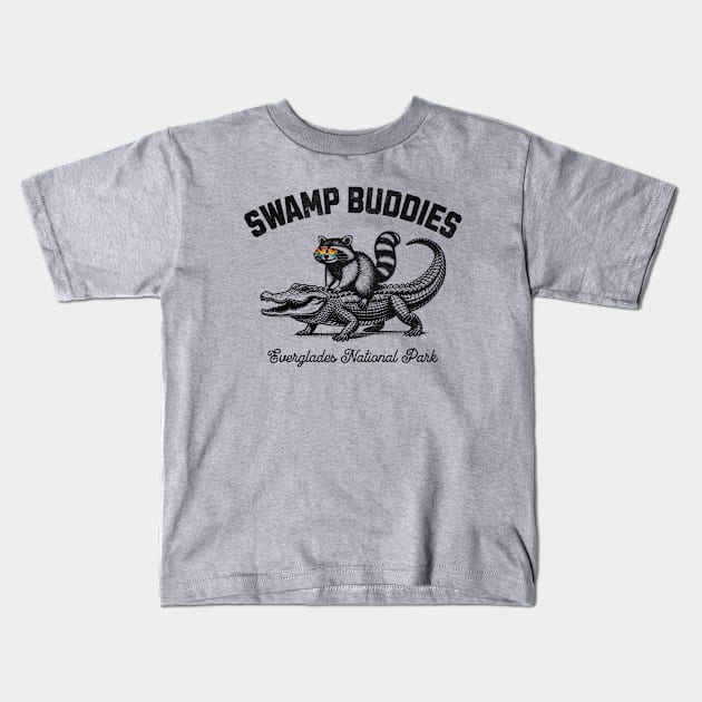 Swamp Buddies Raccoon Aligator Everglades National Park Kids T-Shirt by susanne.haewss@googlemail.com